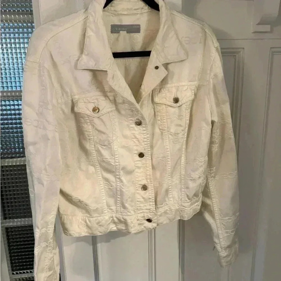 Ice jeans ivory cotton blend denim jacket logo embossed made in Italy size 42/S - Picture 1 of 16